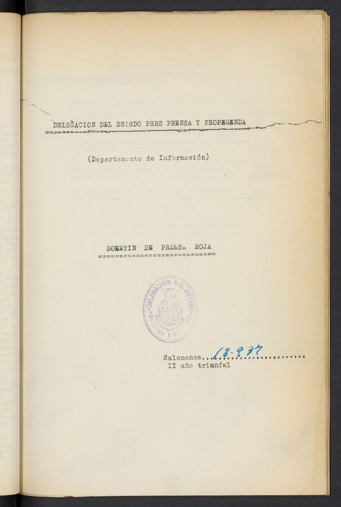 Miniatura de Boletín de Prensa Roja del 13 de septiembre de 1937