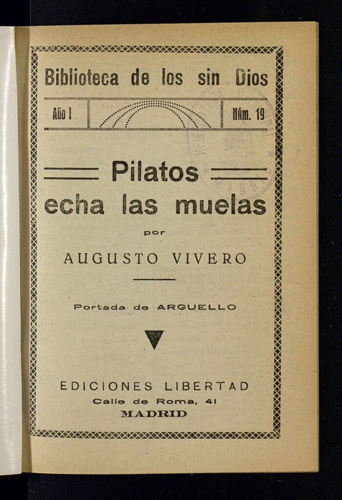 Miniatura de Biblioteca de los sin Dios del año de 1932, nº 19