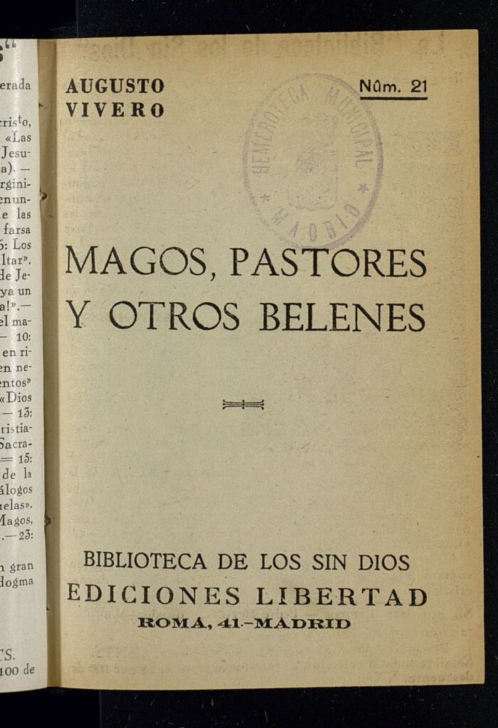 Miniatura de Biblioteca de los sin Dios del año de 1932, nº 21