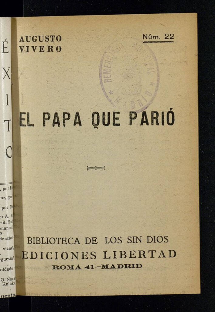 Miniatura de Biblioteca de los sin Dios del año de 1932, nº 22