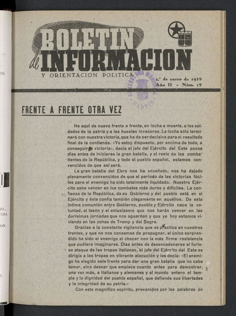 Miniatura de Boletín Información Político-Social (1938-1939) del 1 de enero de 1939