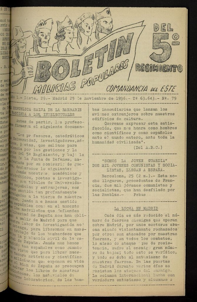 Miniatura de Boletín del 5º Regimiento: Milicias Populares del 25 de noviembre de 1936