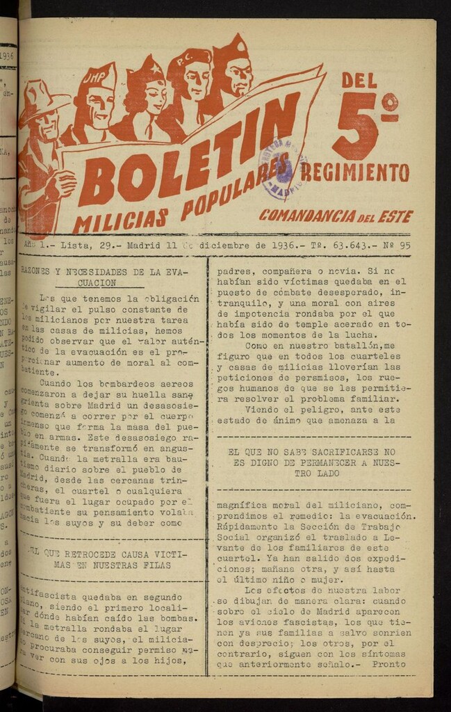 Miniatura de Boletín del 5º Regimiento: Milicias Populares del 11 de diciembre de 1936