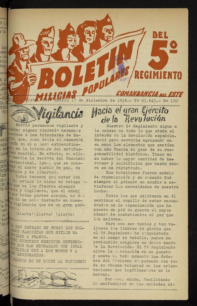 Miniatura de Boletín del 5º Regimiento: Milicias Populares del 17 de diciembre de 1936