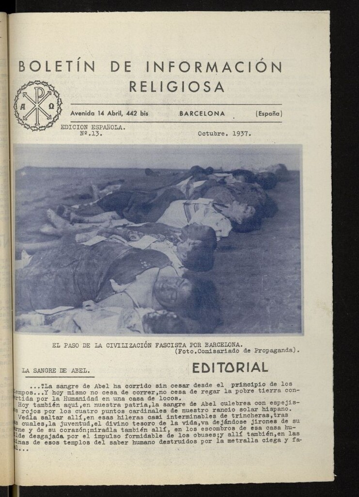 Miniatura de Boletín de Información Religiosa de octubre de 1937
