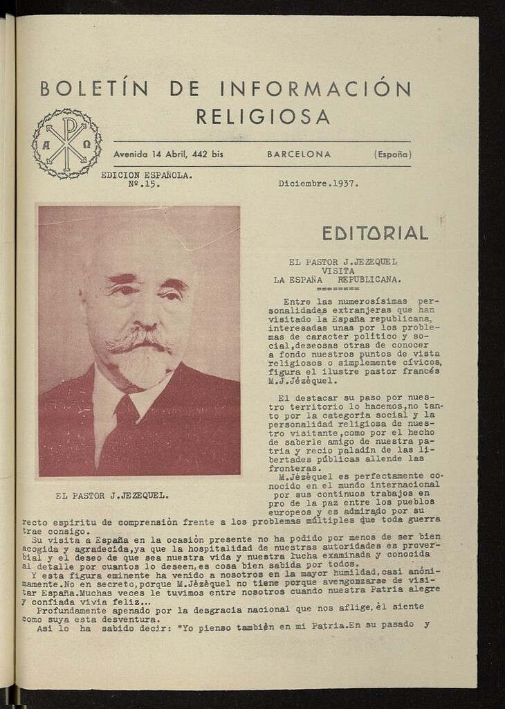 Miniatura de Boletín de Información Religiosa de diciembre de 1937