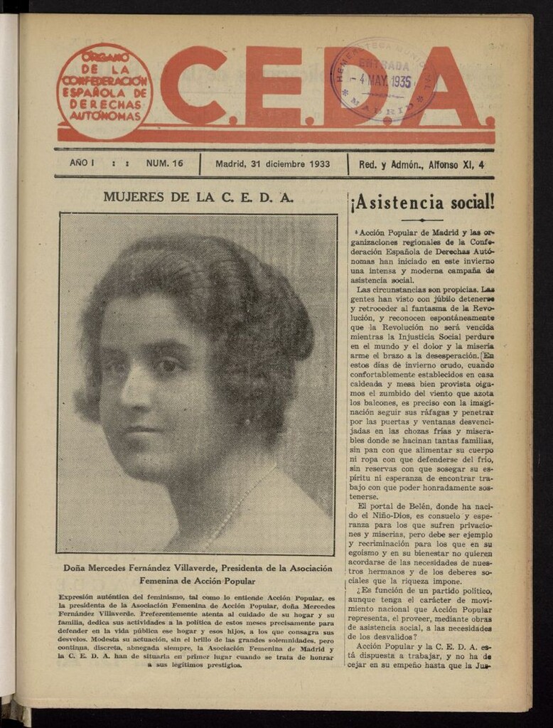 Miniatura de C.E.D.A.: organo de la Confederación Española de Derechas Autónomas del 31 de diciembre de 1933