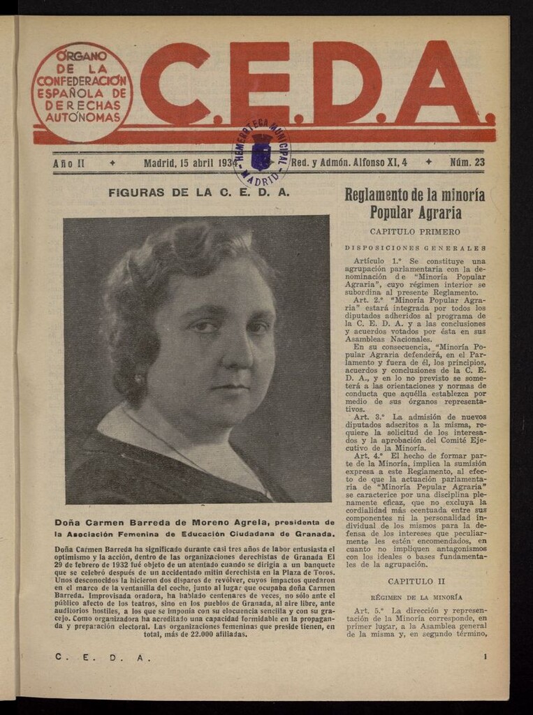 Miniatura de C.E.D.A.: organo de la Confederación Española de Derechas Autónomas del 15 de abril de 1934