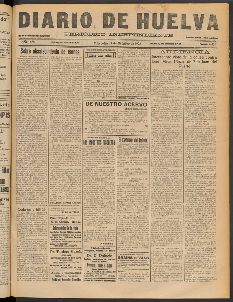Miniatura de Diario de Huelva : periódico independiente del 17 de octubre de 1923