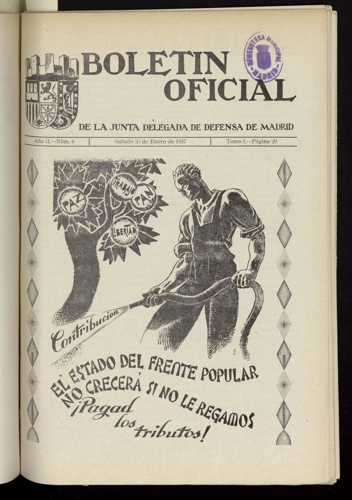 Miniatura de Boletín Oficial de la Junta Delegada de Defensa de Madrid del 30 de enero de 1937