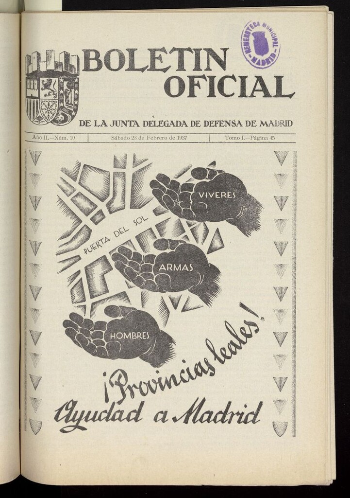 Miniatura de Boletín Oficial de la Junta Delegada de Defensa de Madrid del 28 de febrero de 1937