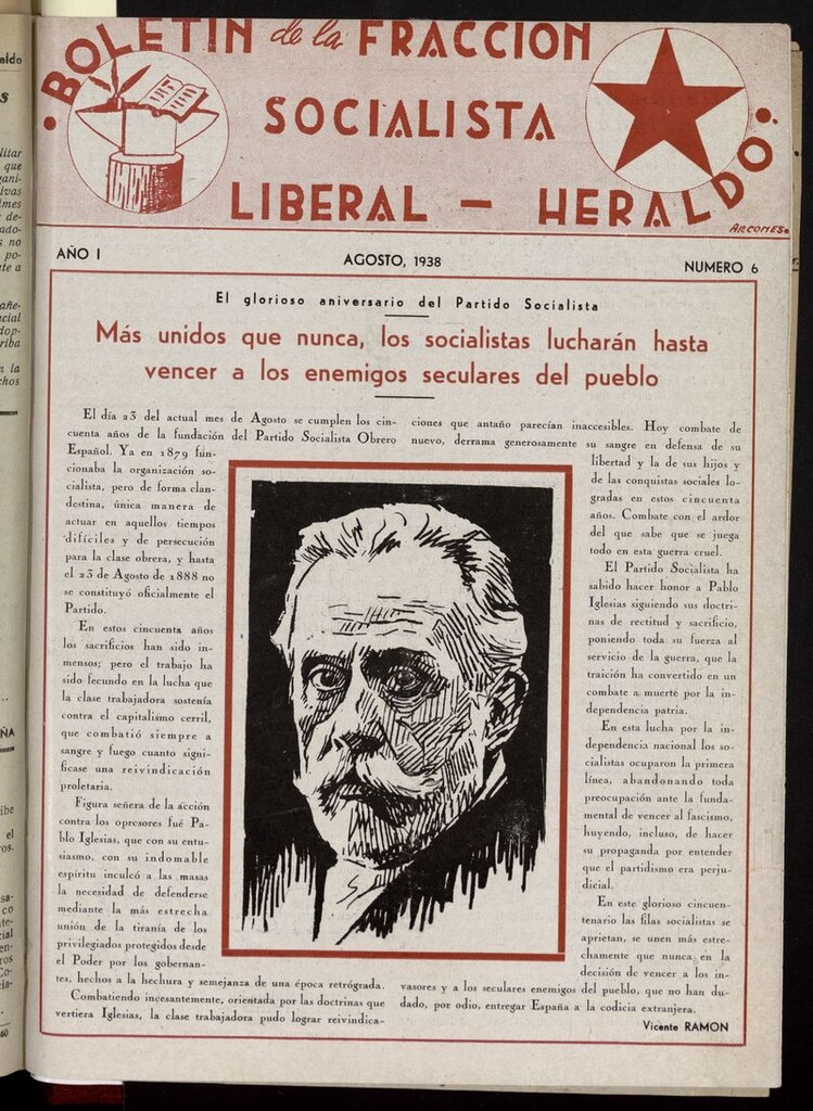 Miniatura de Boletín de la Fracción Socialista Liberal-Heraldo de agosto de 1938