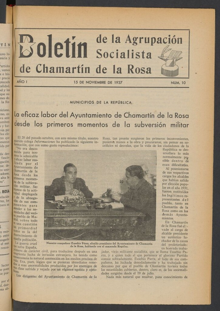 Miniatura de Boletín de la Agrupación Socialista de Chamartín de la Rosa del 15 de noviembre de 1937