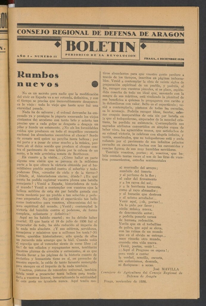 Miniatura de Boletín : periódico de la revolución del 4 de diciembre de 1936