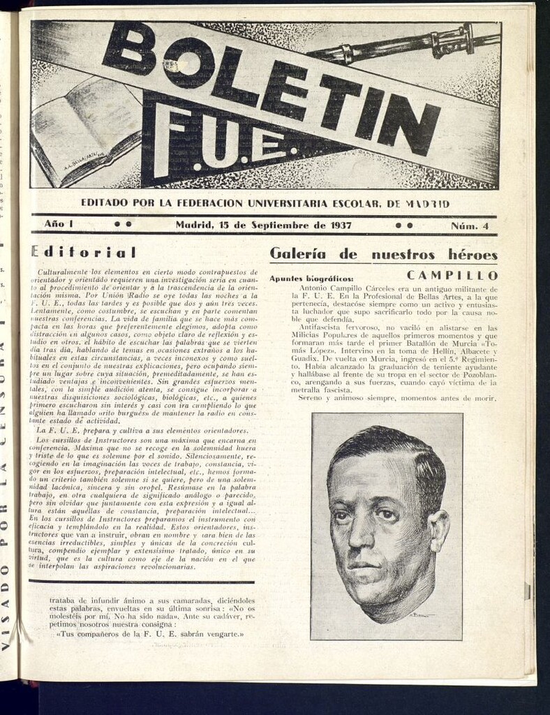 Miniatura de Boletín F.U.E. del 15 de septiembre de 1937