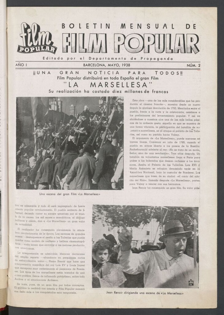 Miniatura de Boletín Mensual de "Film Popular"de mayo de 1938