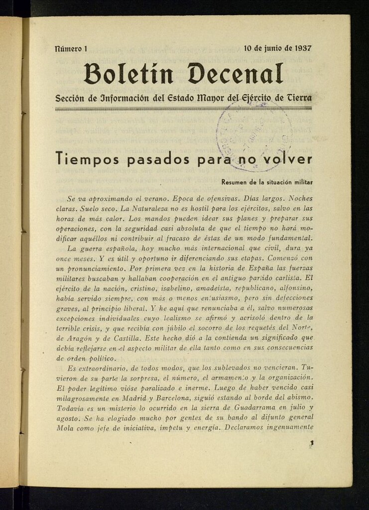 Miniatura de Boletin Decenal del 10 de junio de 1937