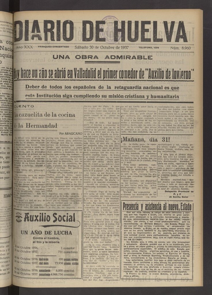 Miniatura de Diario de Huelva : periódico independiente del 30 de octubre de 1937