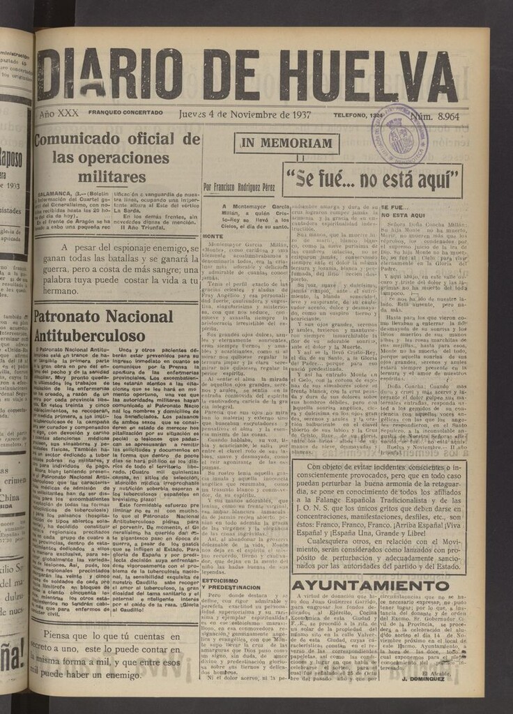 Miniatura de Diario de Huelva : periódico independiente del 4 de noviembre de 1937