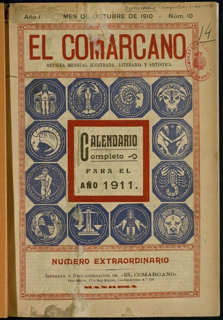 Miniatura de El Comarcano: revista mensual, ilustrada, literaria y artística. Octubre de 1910