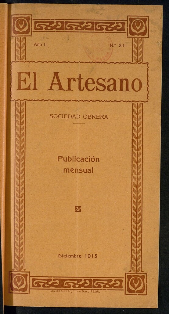 Miniatura de El Artesano. Nº 24. Diciembre de 1915