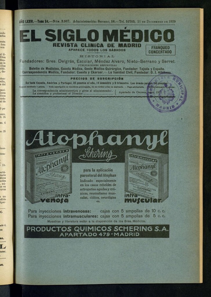Miniatura de El Siglo Médico : boletín de medicina y gaceta médica del 21 de diciembre de 1929
