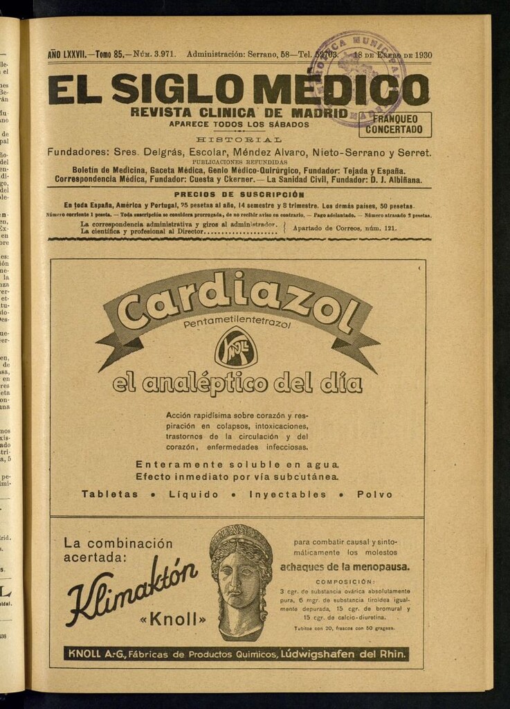 Miniatura de El Siglo Médico  : boletín de medicina y gaceta médica del 18 de enero de 1930