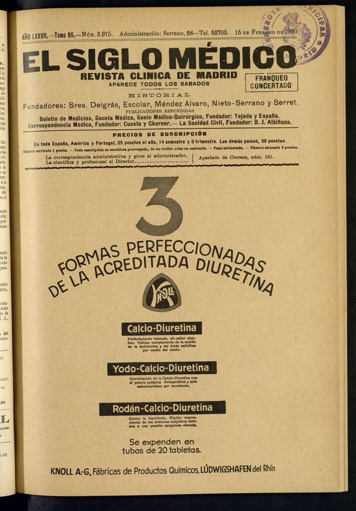 Miniatura de El Siglo Médico  : boletín de medicina y gaceta médica del 15 de febrero de 1930