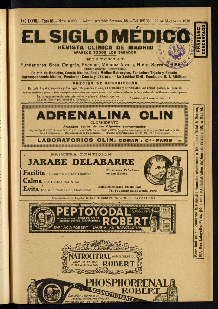 Miniatura de El Siglo Médico  : boletín de medicina y gaceta médica del 22 de marzo de 1930