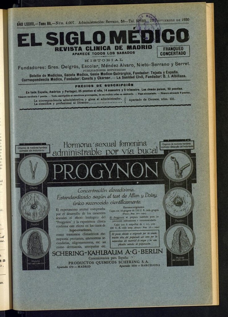 Miniatura de El Siglo Médico : boletín de medicina y gaceta médica del 27 de septiembre de 1930
