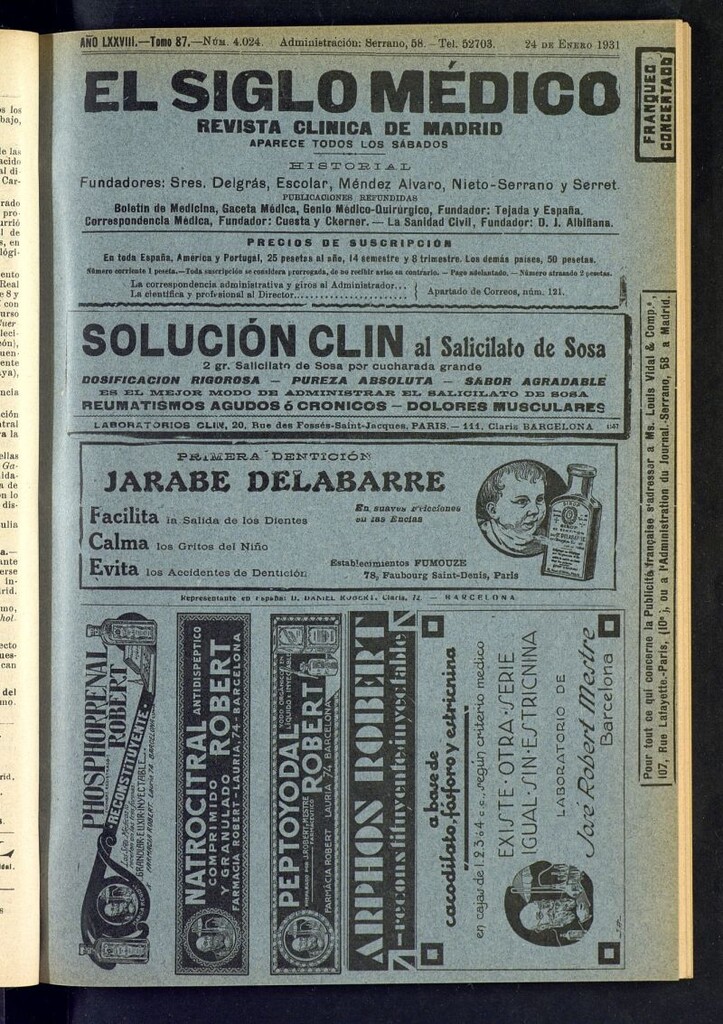 Miniatura de El Siglo Médico : boletín de medicina y gaceta médica del 24 de enero de 1931