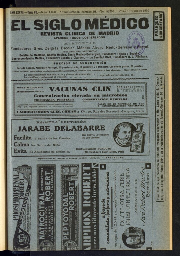 Miniatura de El Siglo Médico : boletín de medicina y gaceta médica del 27 de diciembre de 1930