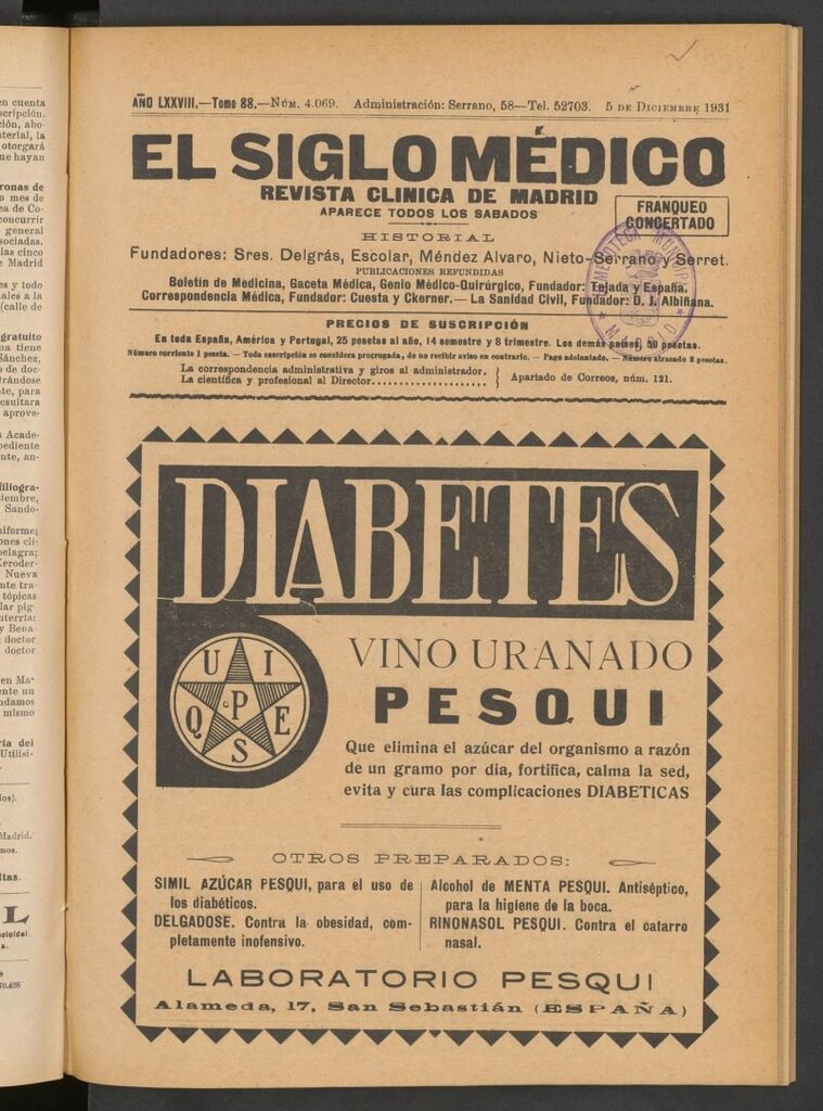 Miniatura de El Siglo Médico: boletín de medicina y gaceta médica del 5 de diciembre de 1931