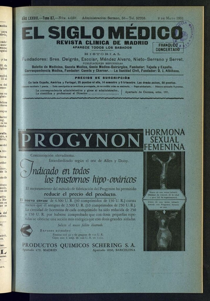 Miniatura de El Siglo Médico : boletín de medicina y gaceta médica del 9 de mayo de 1931