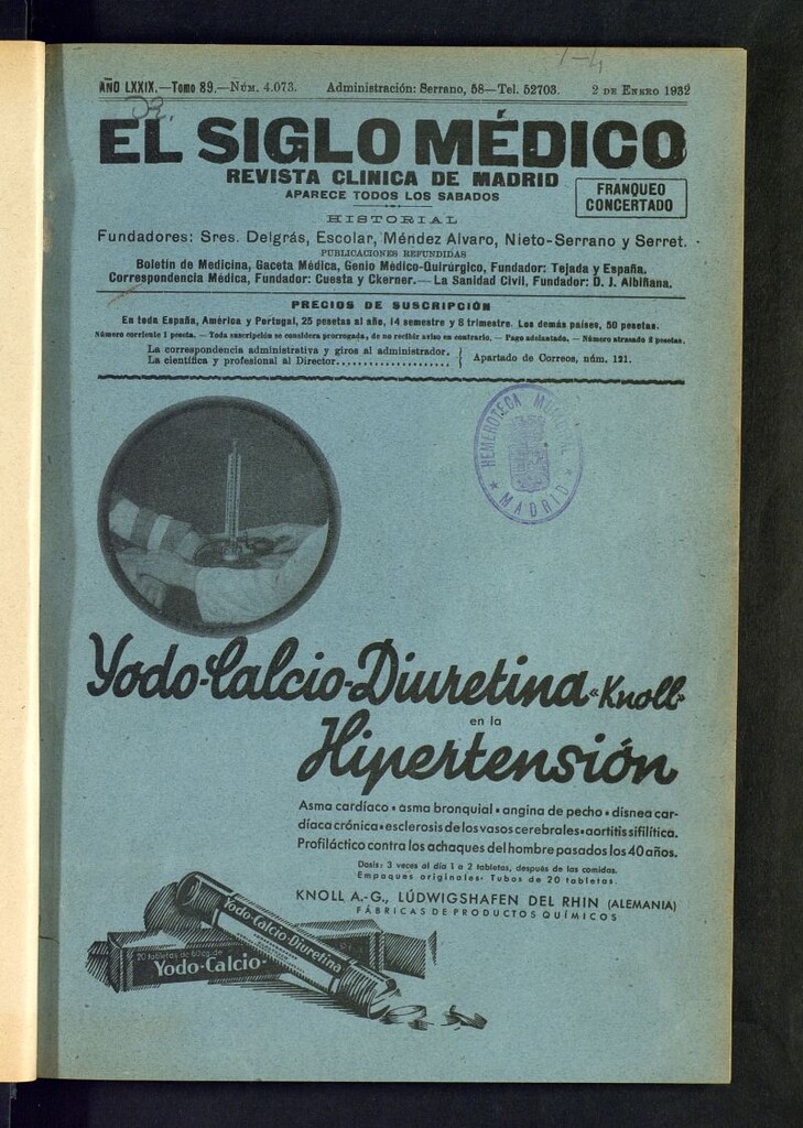 Miniatura de El Siglo médico : boletín de medicina y gaceta médica del 2 de enero de 1932