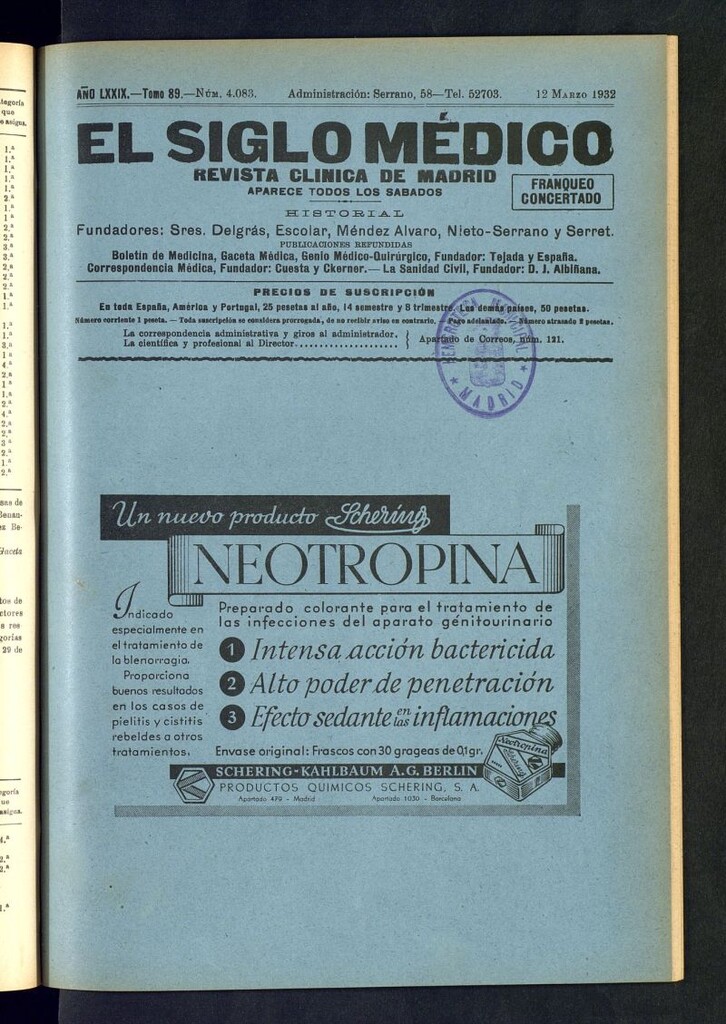 Miniatura de El Siglo médico : boletín de medicina y gaceta médica del 12 de marzo de 1932