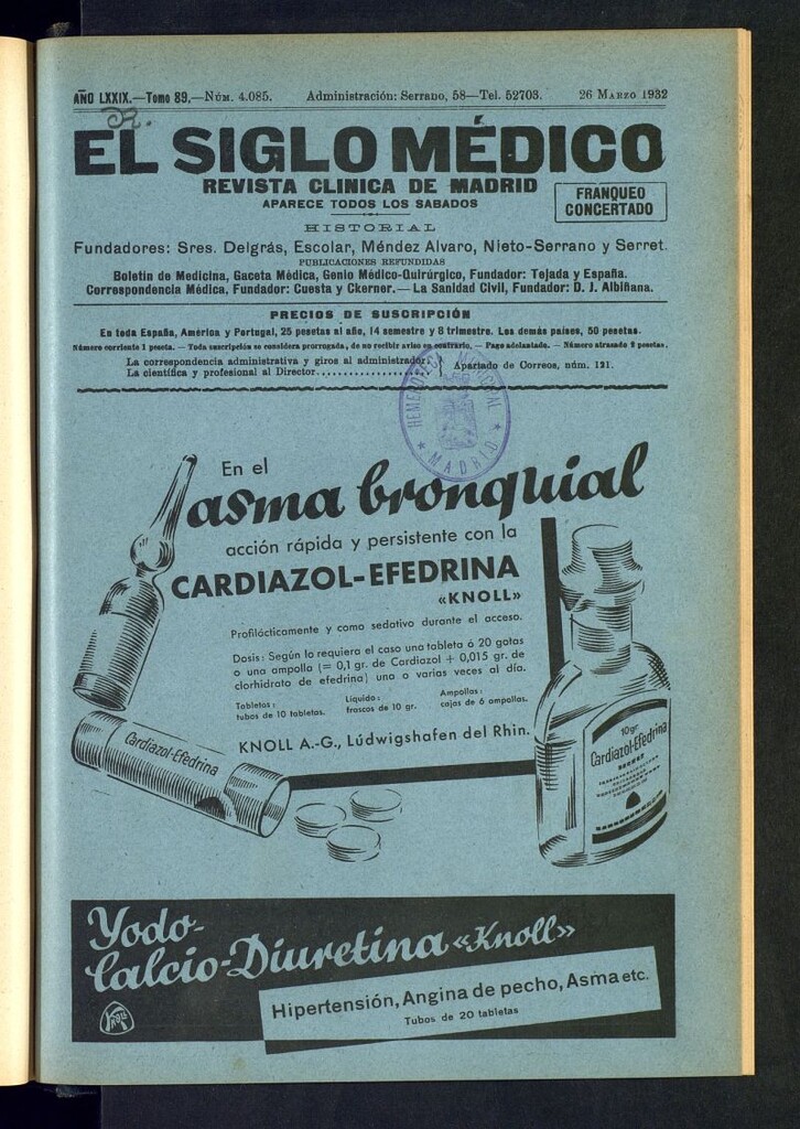Miniatura de El Siglo médico : boletín de medicina y gaceta médica del 26 de marzo de 1932