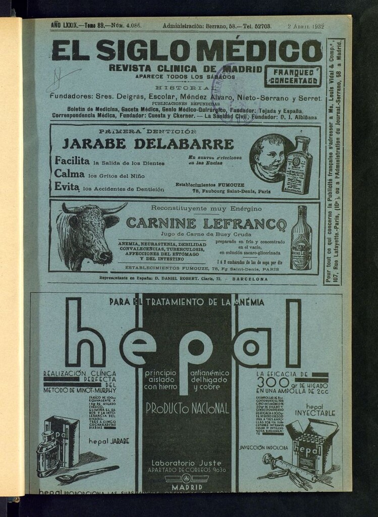 Miniatura de El Siglo médico : boletín de medicina y gaceta médica del 2 de abril de 1932