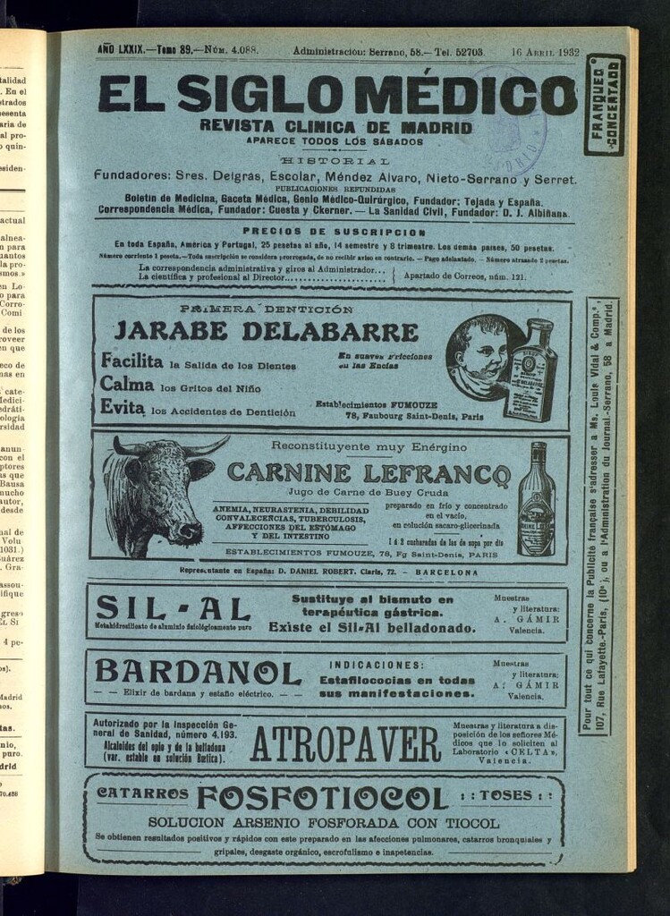 Miniatura de El Siglo médico : boletín de medicina y gaceta médica del 16 de abril de 1932