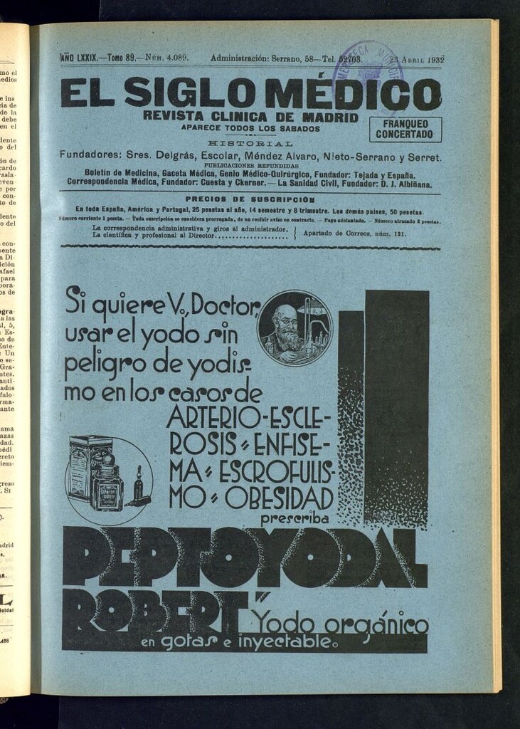 Miniatura de El Siglo médico : boletín de medicina y gaceta médica del 23 de abril de 1932