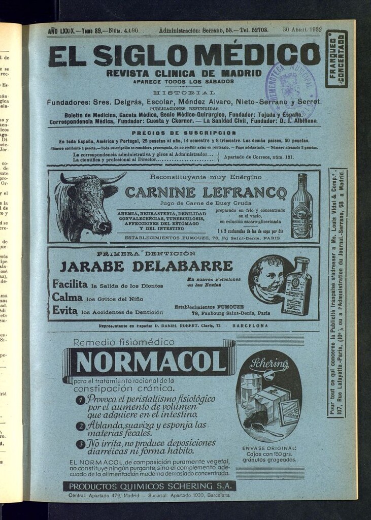 Miniatura de El Siglo médico : boletín de medicina y gaceta médica del 30 de abril de 1932