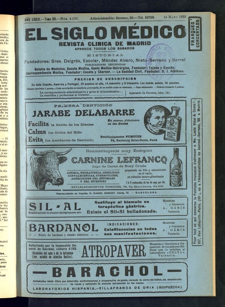 Miniatura de El Siglo médico : boletín de medicina y gaceta médica del 14 de mayo de 1932