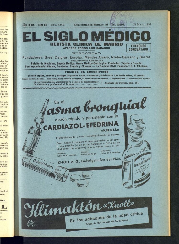 Miniatura de El Siglo médico : boletín de medicina y gaceta médica del 21 de mayo de 1932