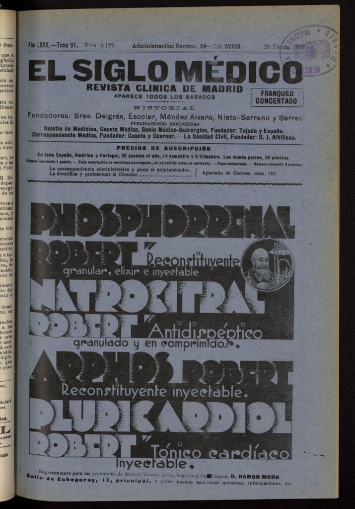 Miniatura de El Siglo médico: boletín de medicina y gaceta médica del 28 de enero de 1933