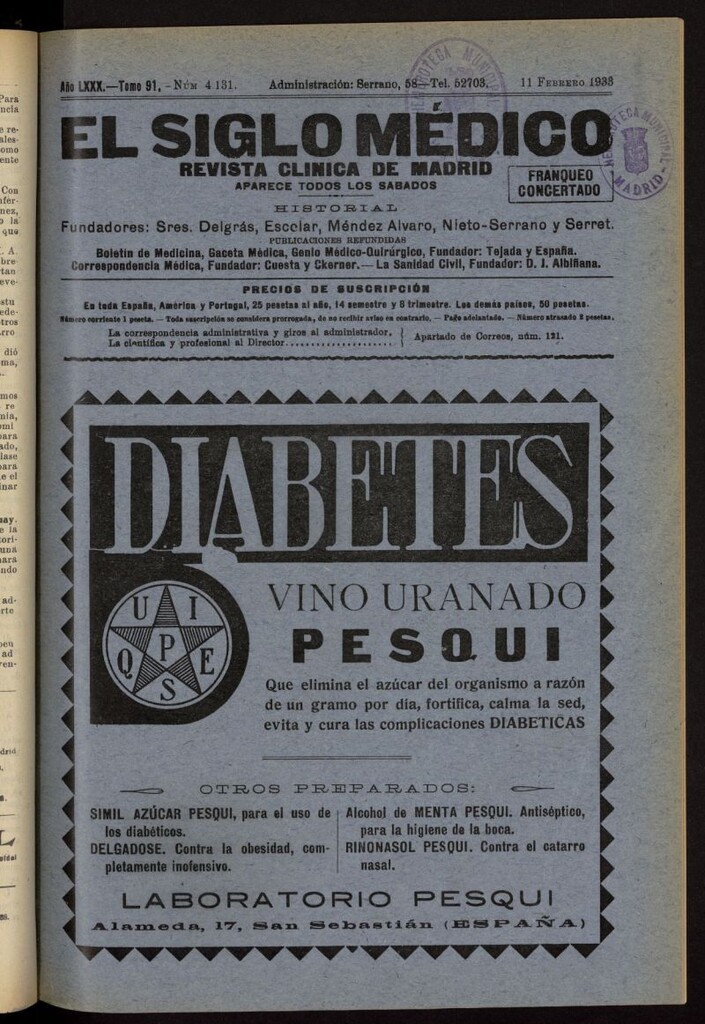 Miniatura de El Siglo médico: boletín de medicina y gaceta médica del 11 de febrero de 1933