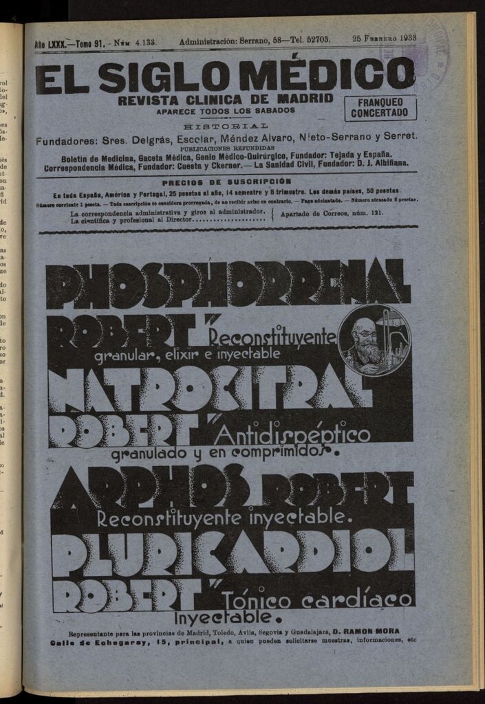 Miniatura de El Siglo médico: boletín de medicina y gaceta médica del 25 de febrero de 1933