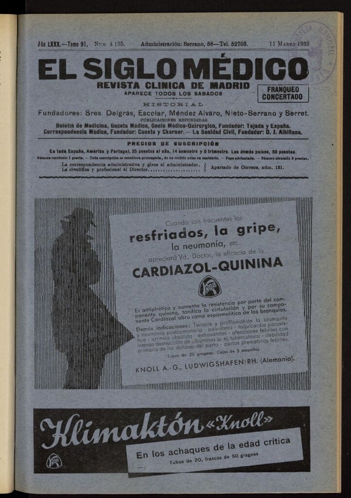 Miniatura de El Siglo médico: boletín de medicina y gaceta médica del 11 de marzo de 1933