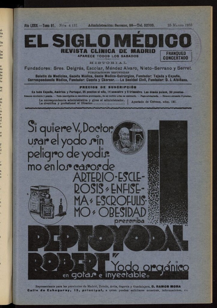 Miniatura de El Siglo médico: boletín de medicina y gaceta médica del 25 de marzo de 1933