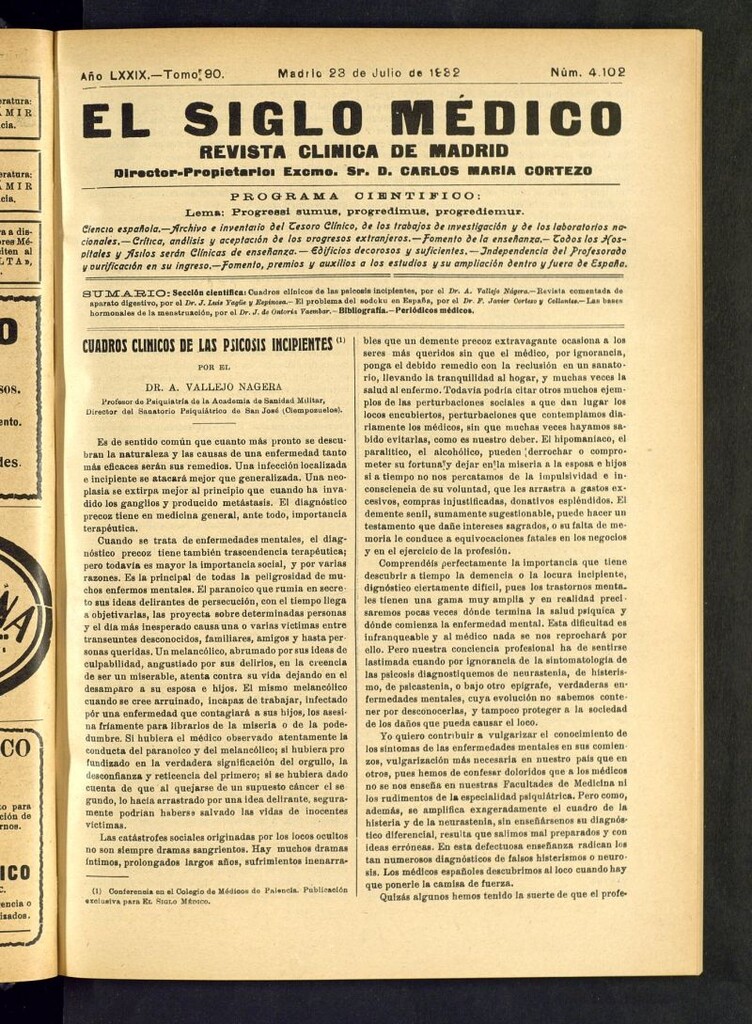 Miniatura de El Siglo médico : boletín de medicina y gaceta médica del 23 de julio de 1932