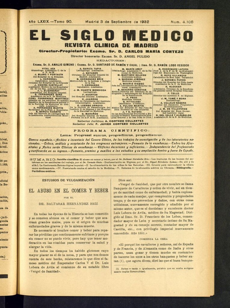 Miniatura de El Siglo médico : boletín de medicina y gaceta médica del 3 de septiembre de 1932